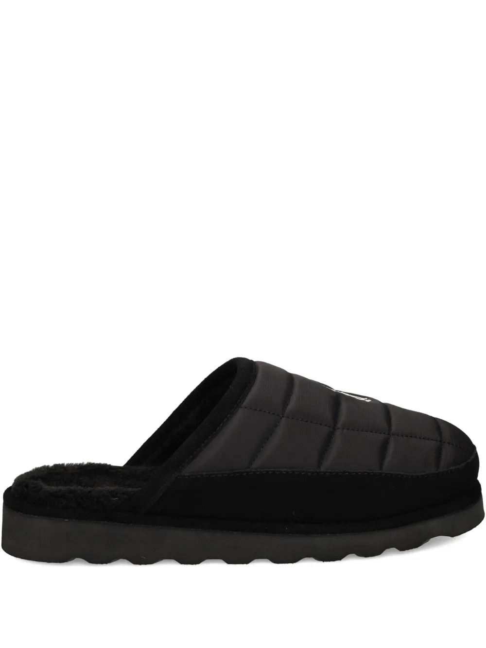 Polo Ralph Lauren Quilted Logo Slippers In Black
