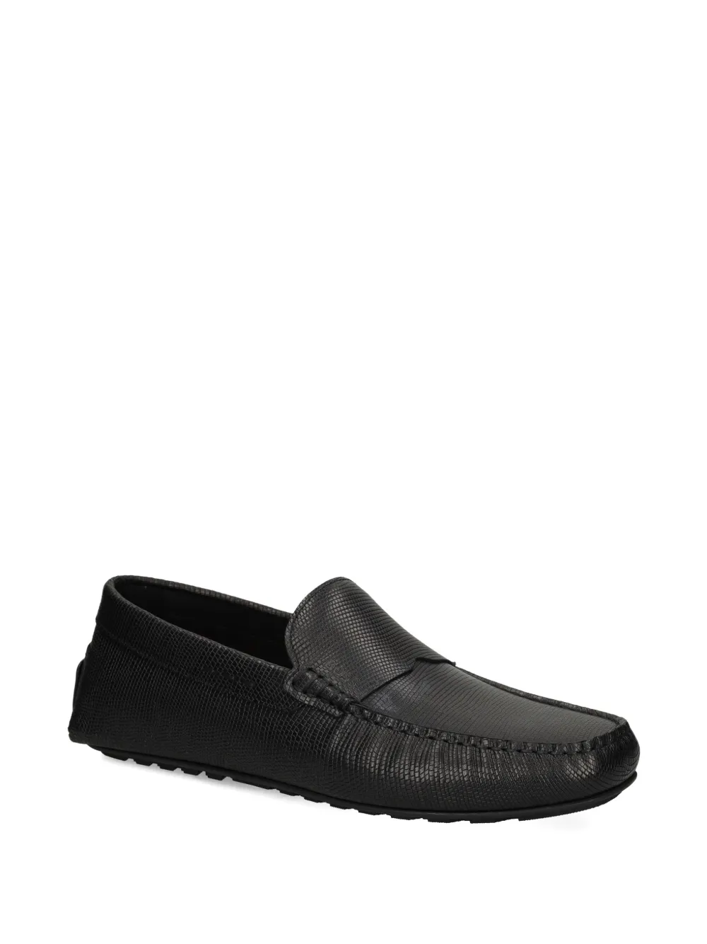 BOSS Leren loafers met print - Zwart