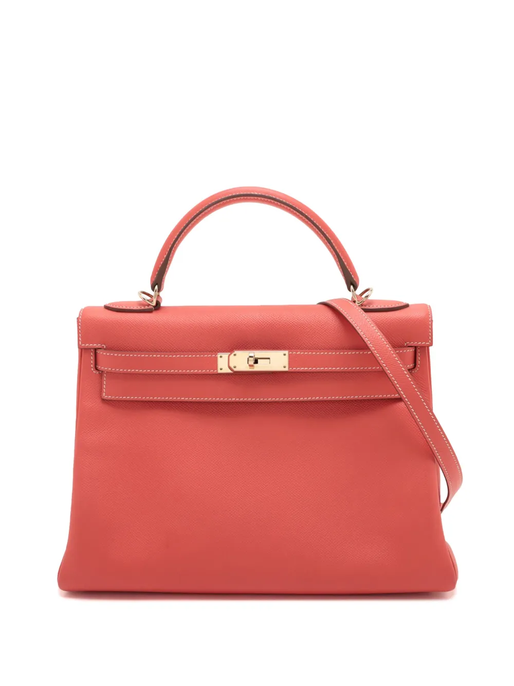 Pre-owned Hermes 2014 Epsom Candy Kelly Ii Retourne 32 Satchel In Pink