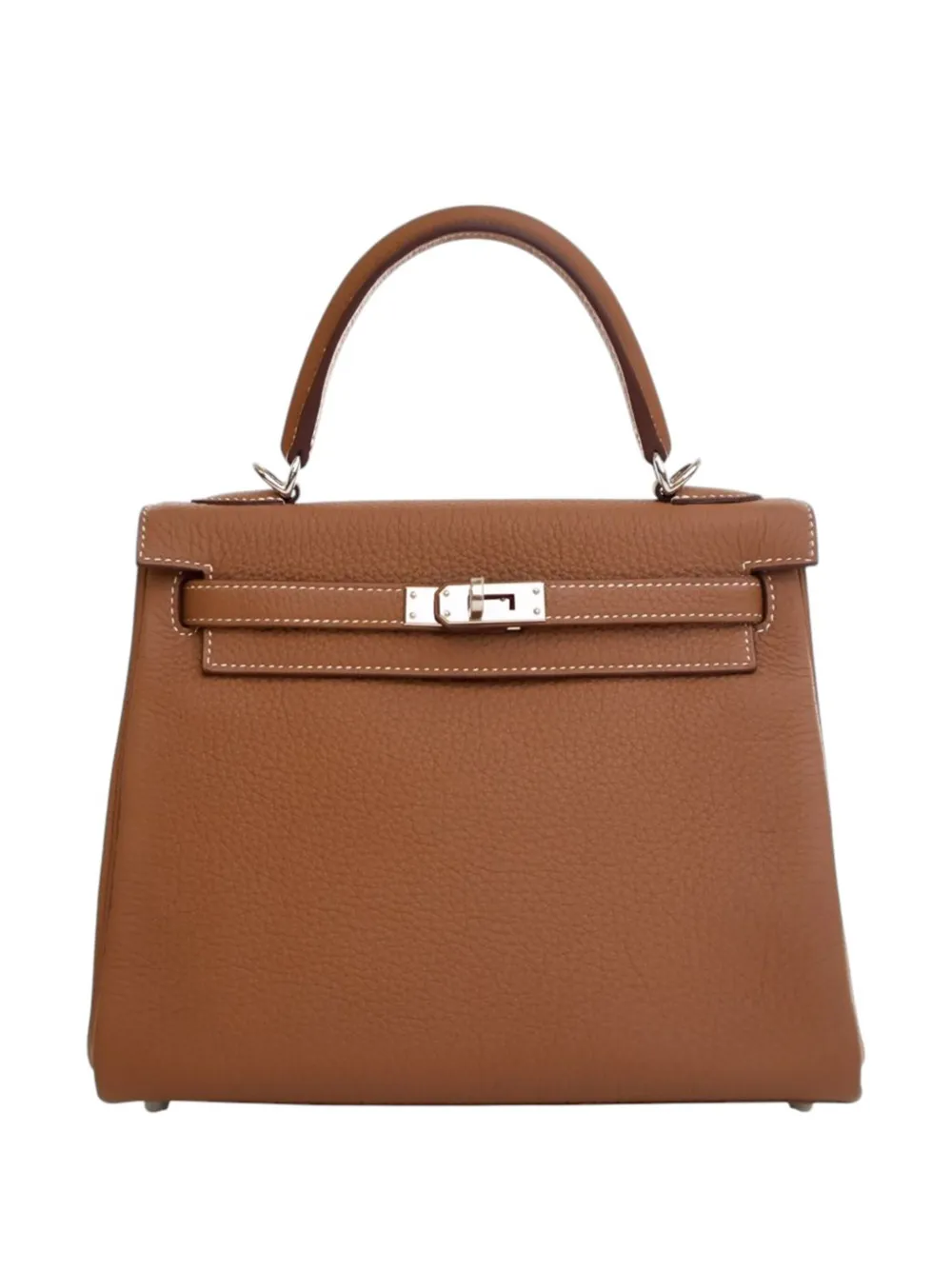 Pre-owned Hermes 2019 Togo Kelly Ii Retourne 25 Satchel In Brown