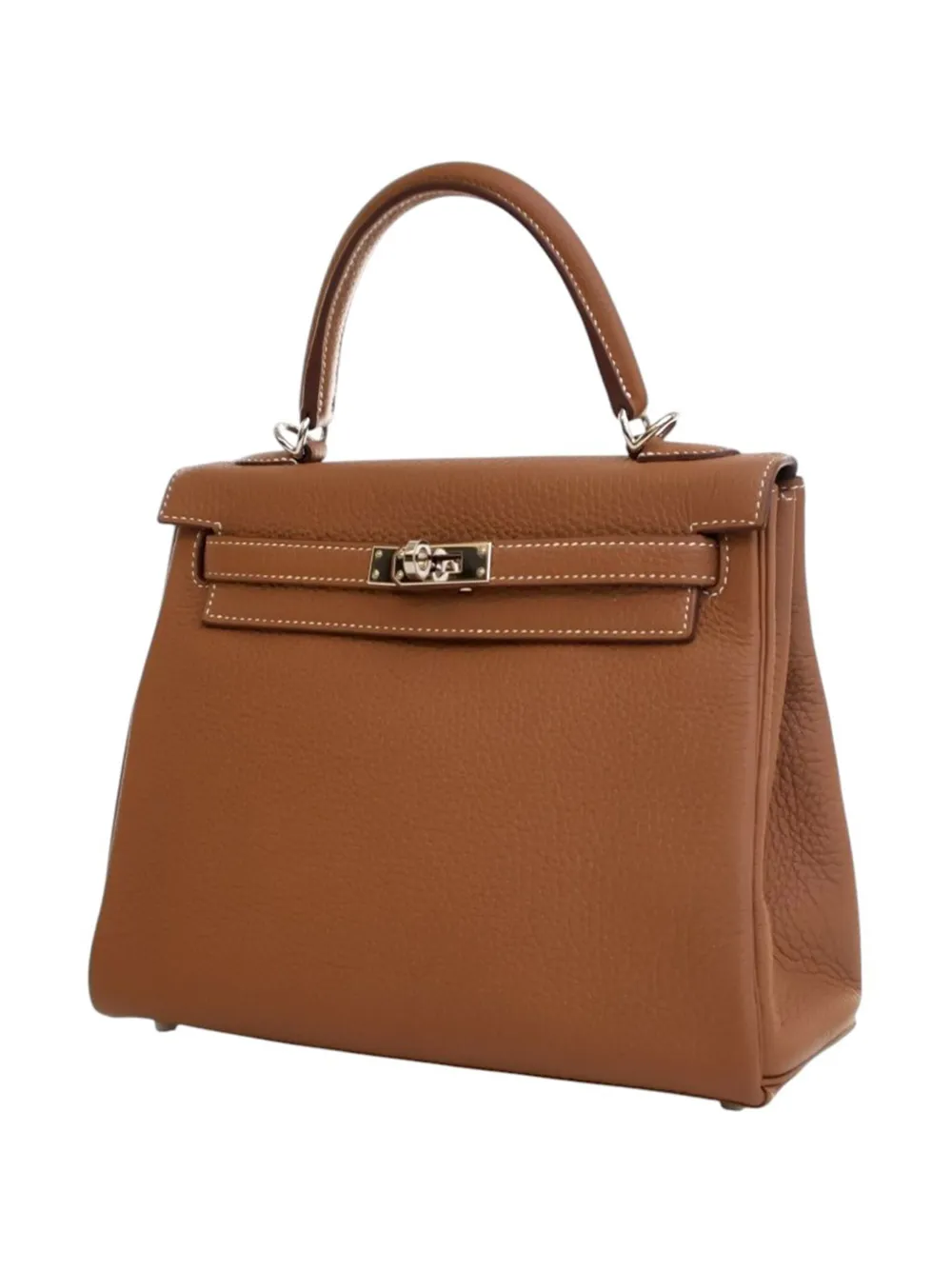 Pre-owned Hermes 2019 Togo Kelly Ii Retourne 25 Satchel In Brown