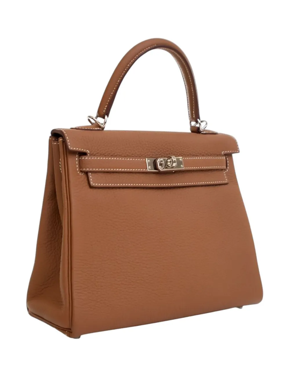Pre-owned Hermes 2019 Togo Kelly Ii Retourne 25 Satchel In Brown