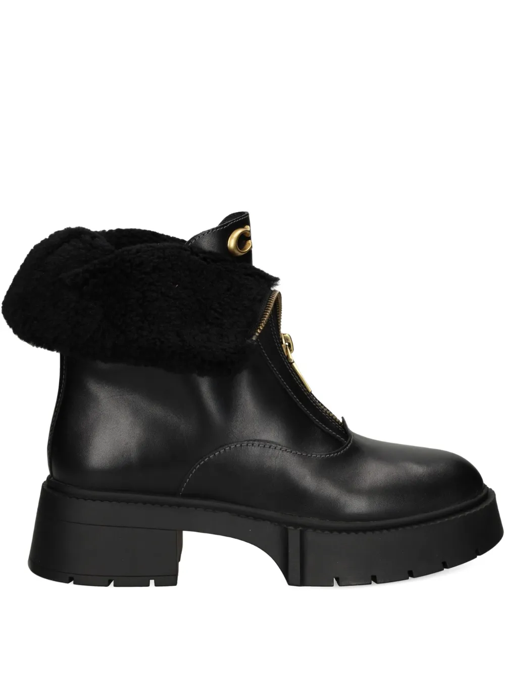 Coach 57mm Leah Zip-up Platform Boots In Black