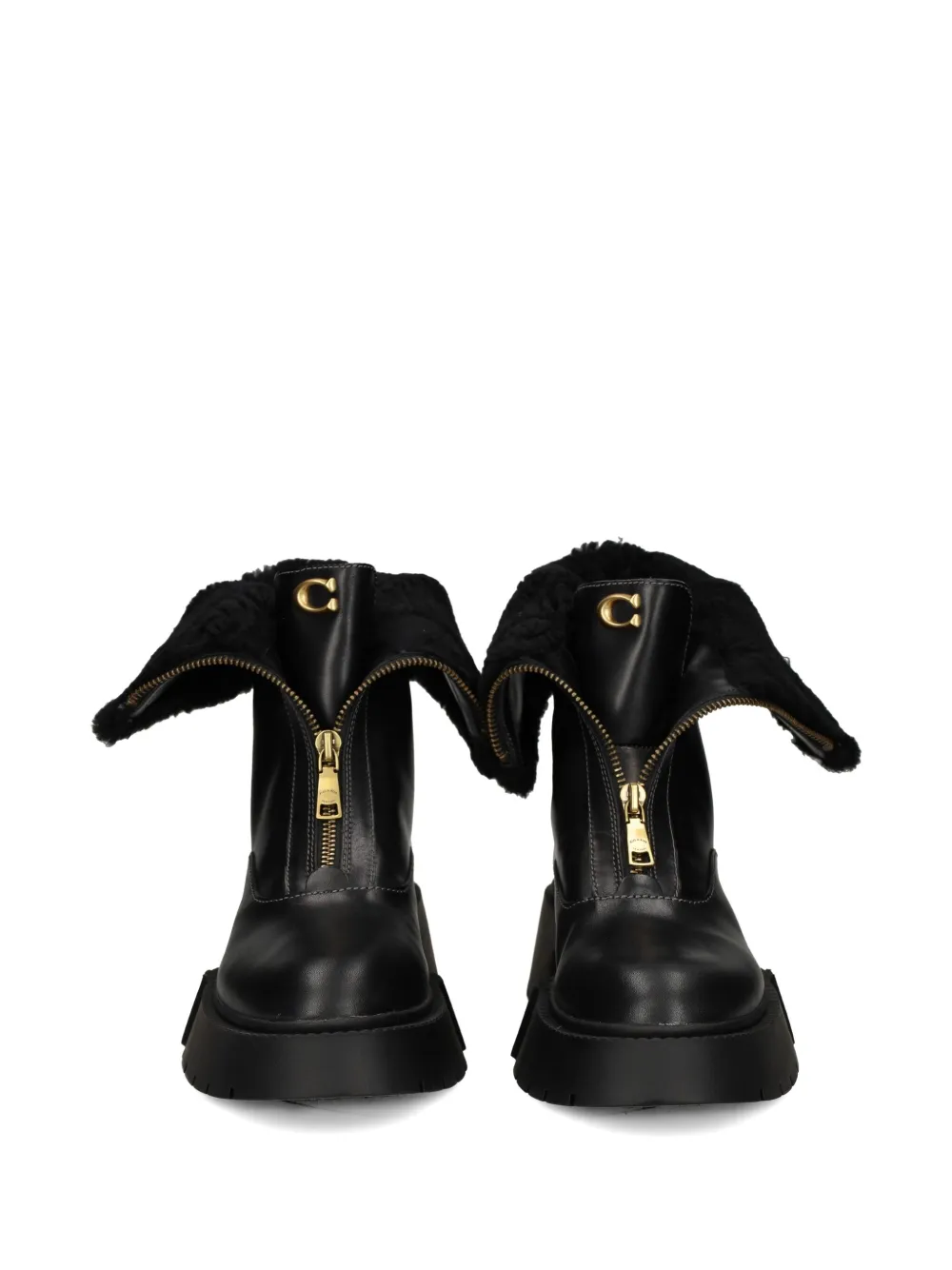 Coach 57mm Leah Zip-up Platform Boots In Black