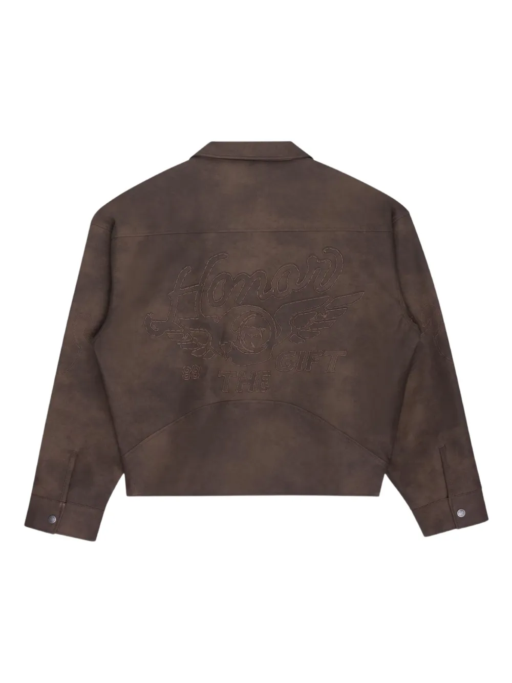 Honor The Gift Aged jack met geborduurd logo Bruin