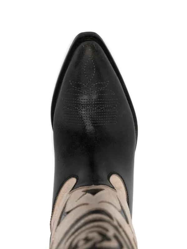Golden Goose 40mm Wish Star Embroidered Cowboy Women Boots - Black
