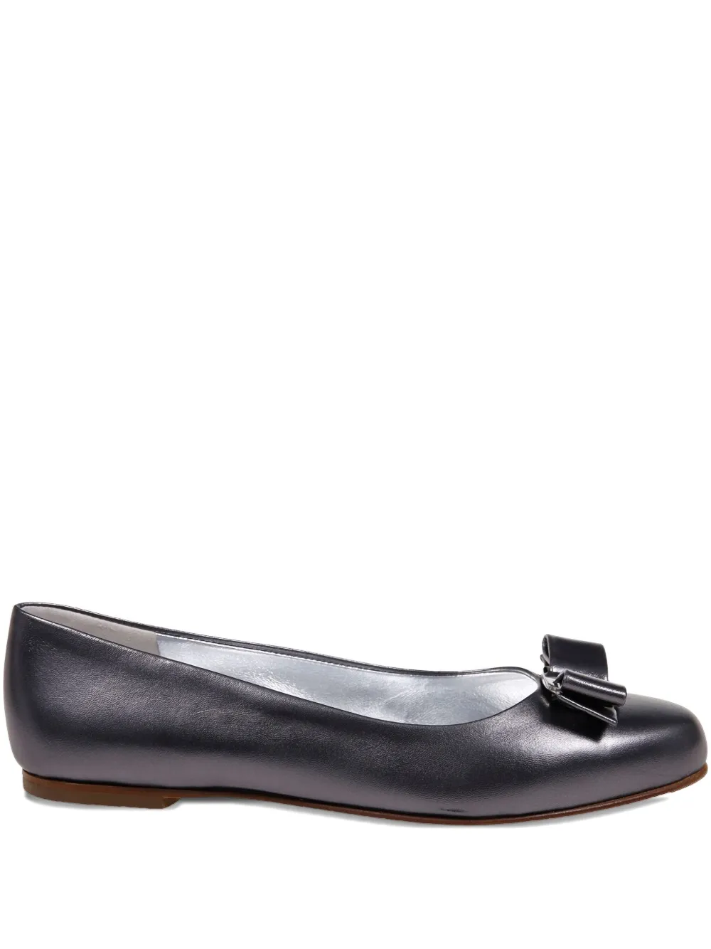 Ferragamo Metallic Ballerina Shoes Bow Detail In Black