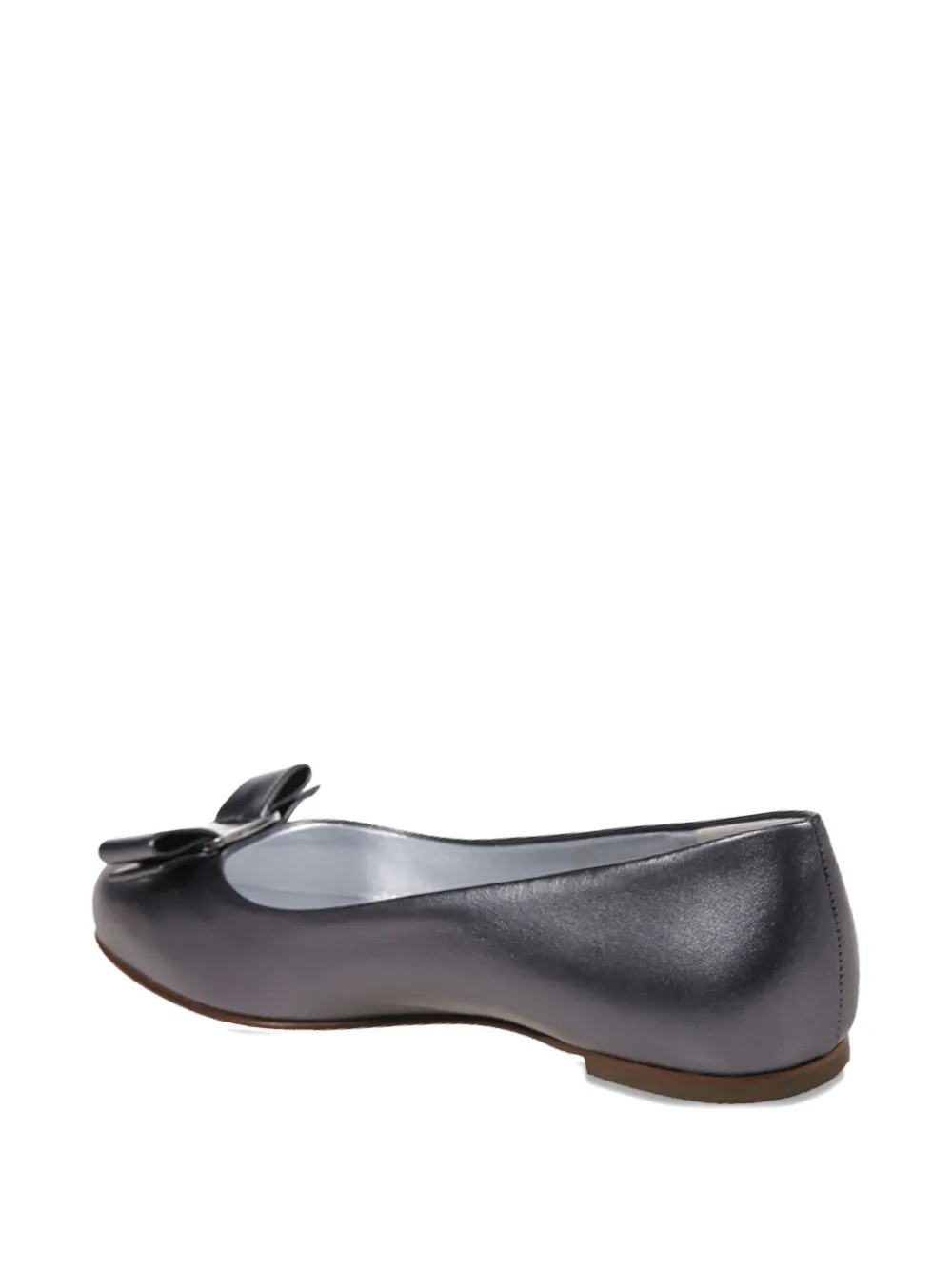 Ferragamo Metallic Ballerina Shoes Bow Detail In Black