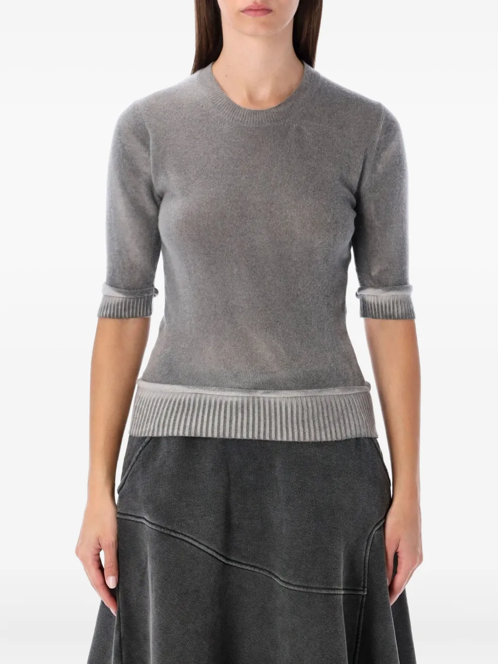 OUR LEGACY T-shirt con dettagli a coste - Grigio