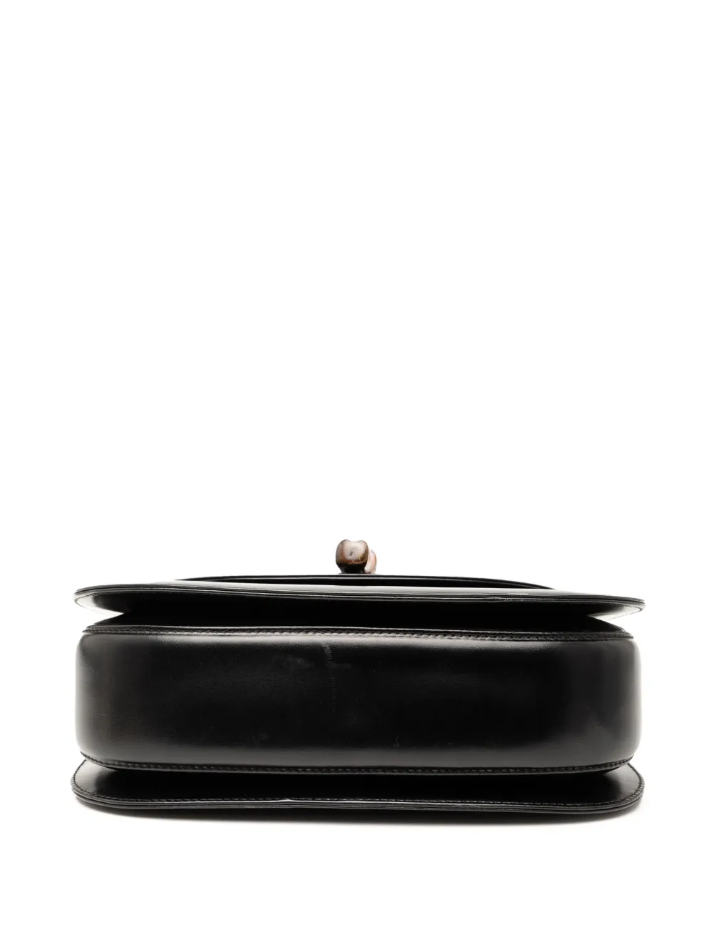 Pre-owned Gucci 20th Century Calfskin Bamboo Night Satchel In Black