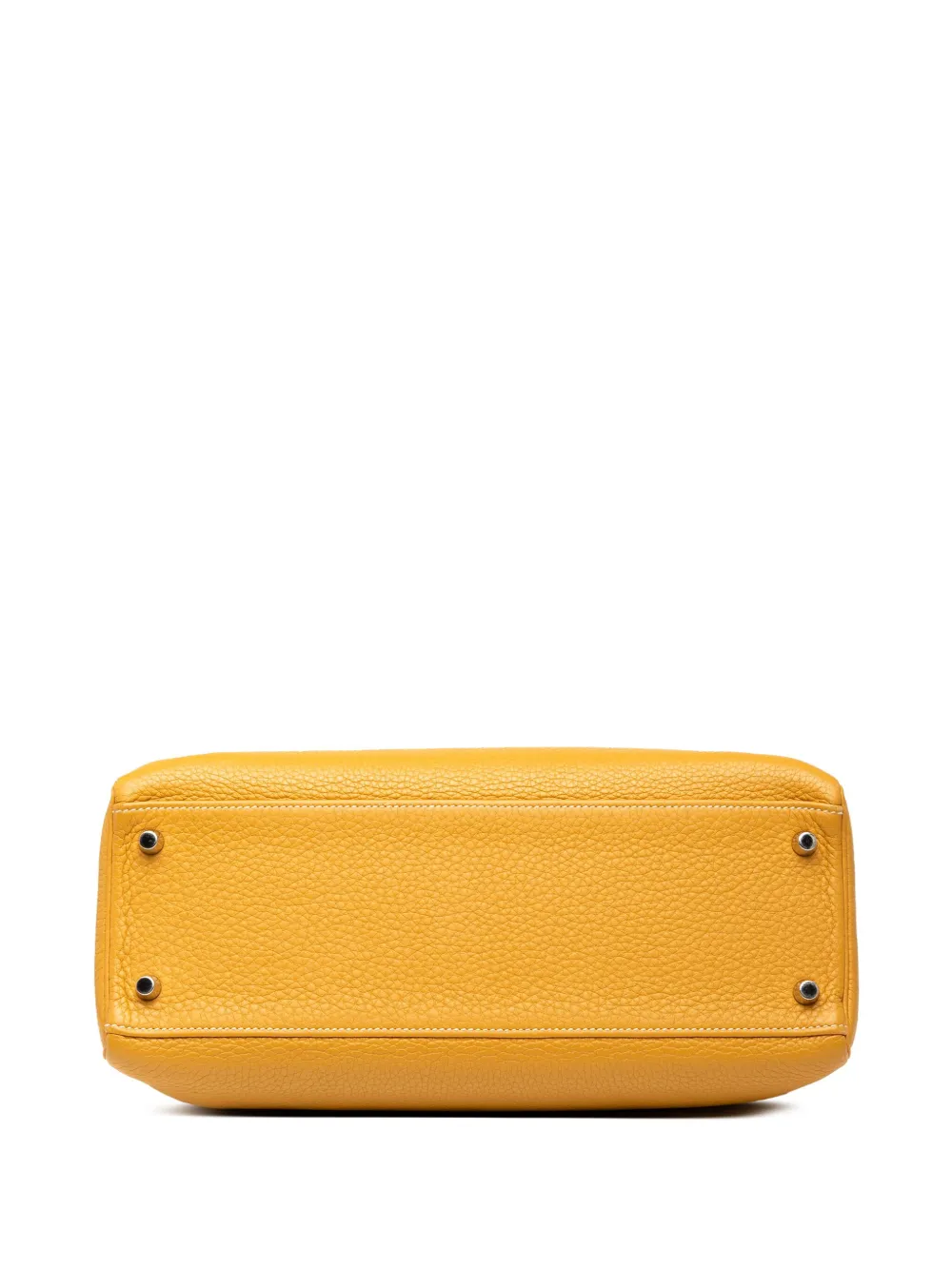 Pre-owned Hermes 2013 Clemence Kelly Ii Retourne 32 Satchel In Yellow