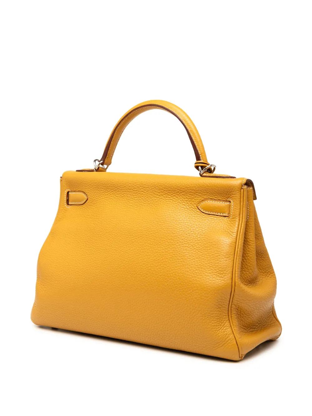 Pre-owned Hermes 2013 Clemence Kelly Ii Retourne 32 Satchel In Yellow