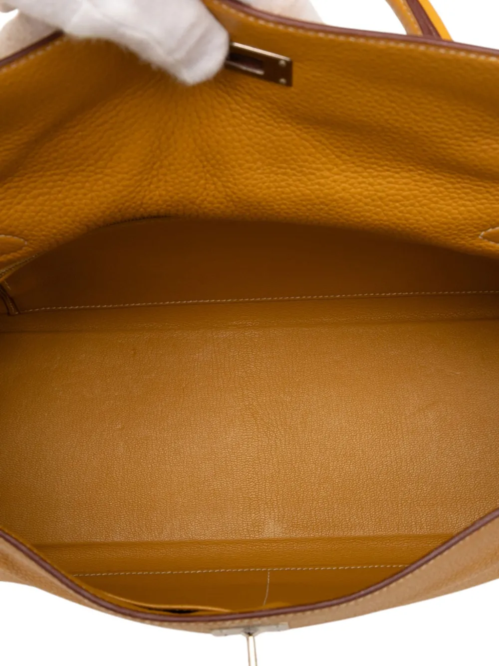 Pre-owned Hermes 2013 Clemence Kelly Ii Retourne 32 Satchel In Yellow