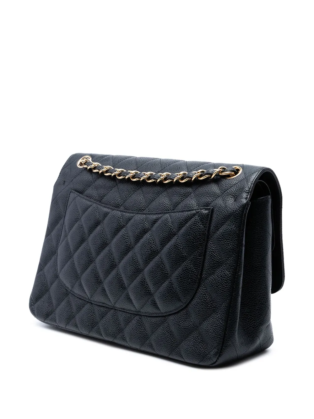 Pre-owned Chanel 2011 Jumbo Classic Caviar Double Flap Shoulder Bag In Black