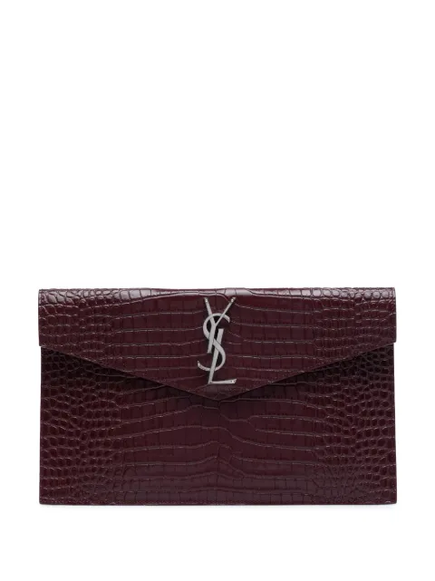 Saint Laurent Pre-Owned 2019 Croc Embossed Leather Uptown Pouch clutch bag