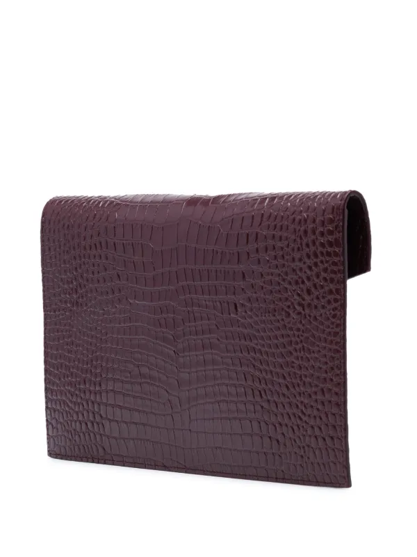 Saint Laurent Pre-Owned 2019 Croc Embossed Leather Uptown Pouch