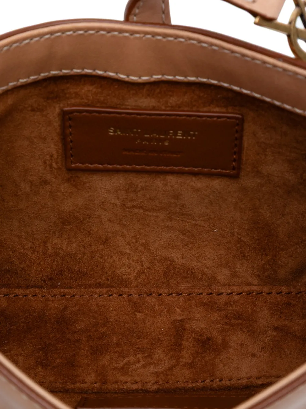 Pre-owned Saint Laurent 2022 Mini Smooth Calfskin Le 5 A 7 Hobo Shoulder Bag In Brown