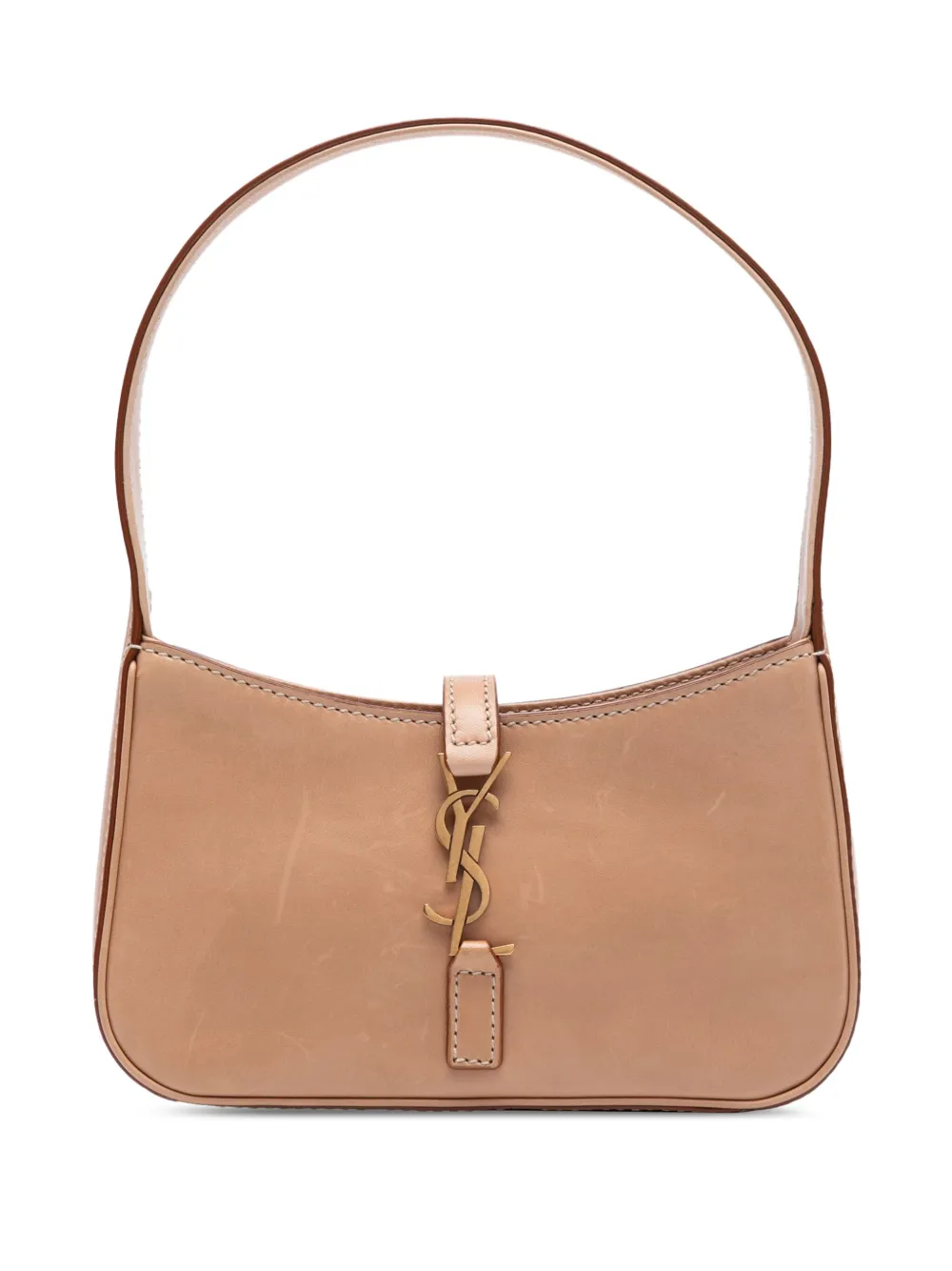 Pre-owned Saint Laurent 2022 Mini Smooth Calfskin Le 5 A 7 Hobo Shoulder Bag In Brown