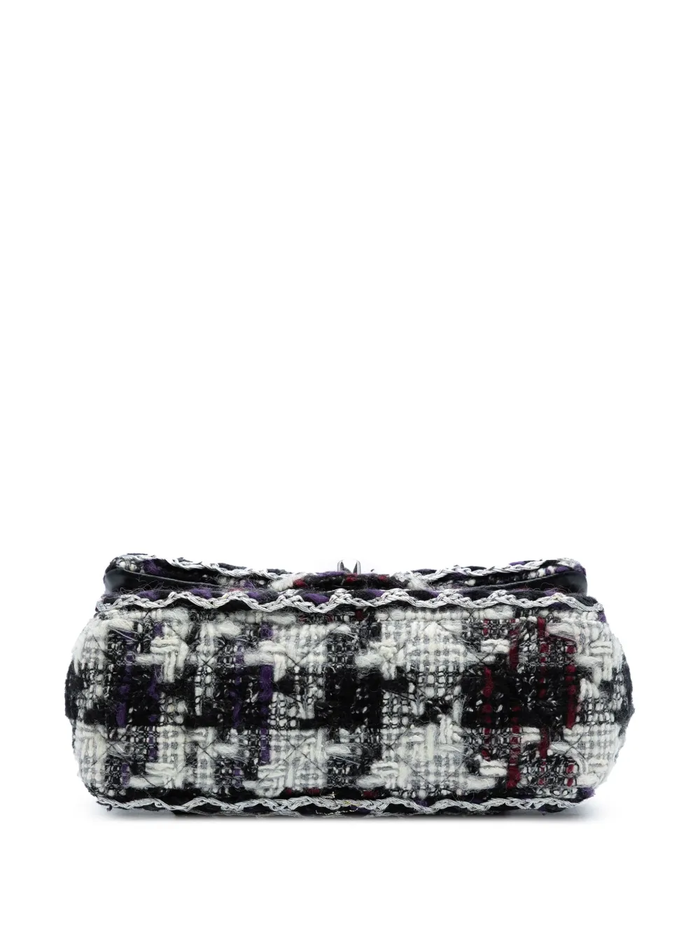 Pre-owned Chanel 2019 Mini Rectangular Quilted Tweed Single Flap Crossbody Bag In Black