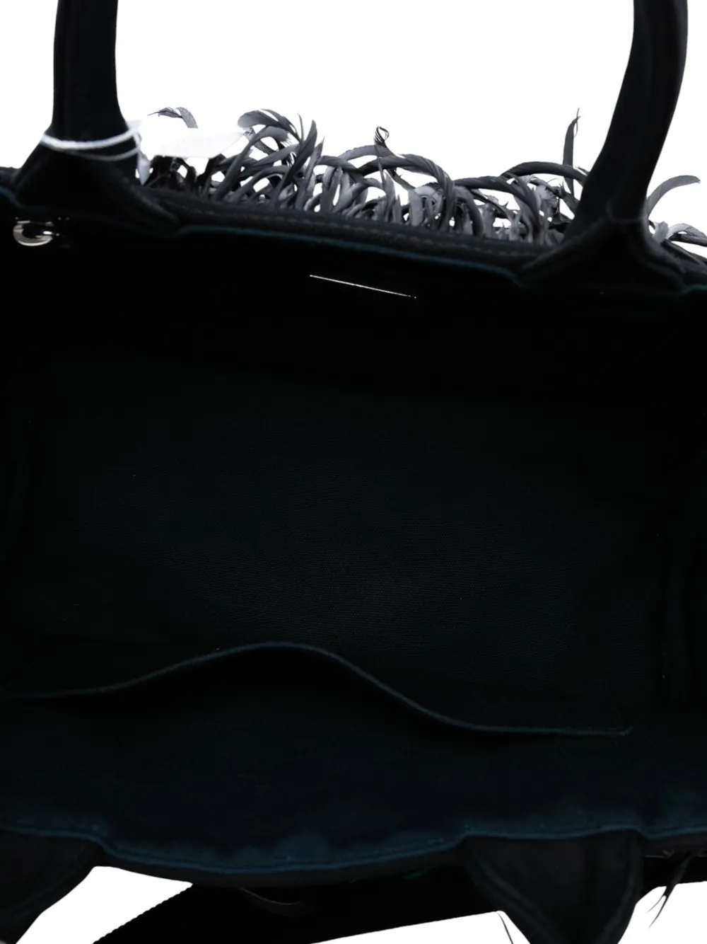 Pre-owned Prada 2000-2025 Small Feather Trimmed Canvas Canapa Satchel In Black