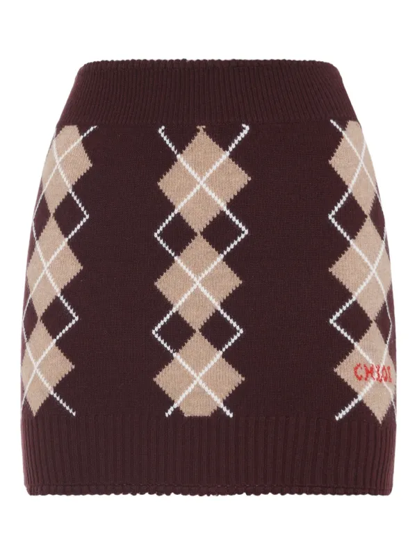 Chloé Argyle Mini Skirt in Brown