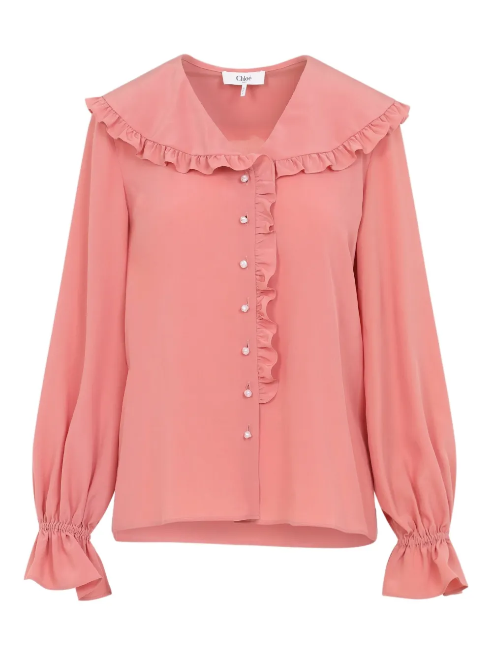Chloé ruffled button silk top | Pink | Image 1