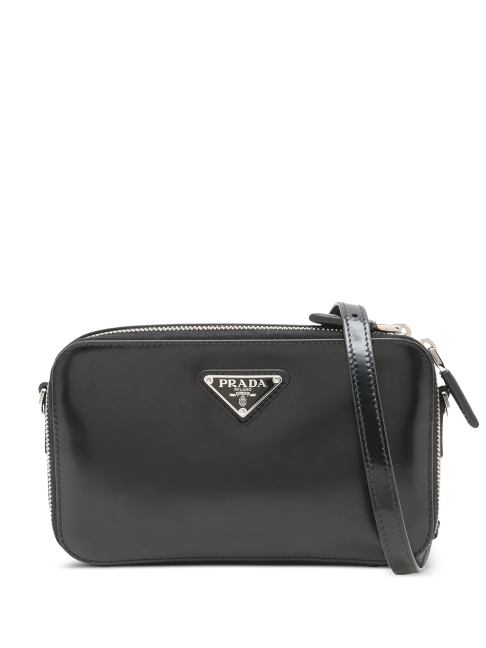 Prada Pre-Owned 2013-2025 ブラッシュドレザー ブリック ショルダーバッグ | ブラック | Image 1