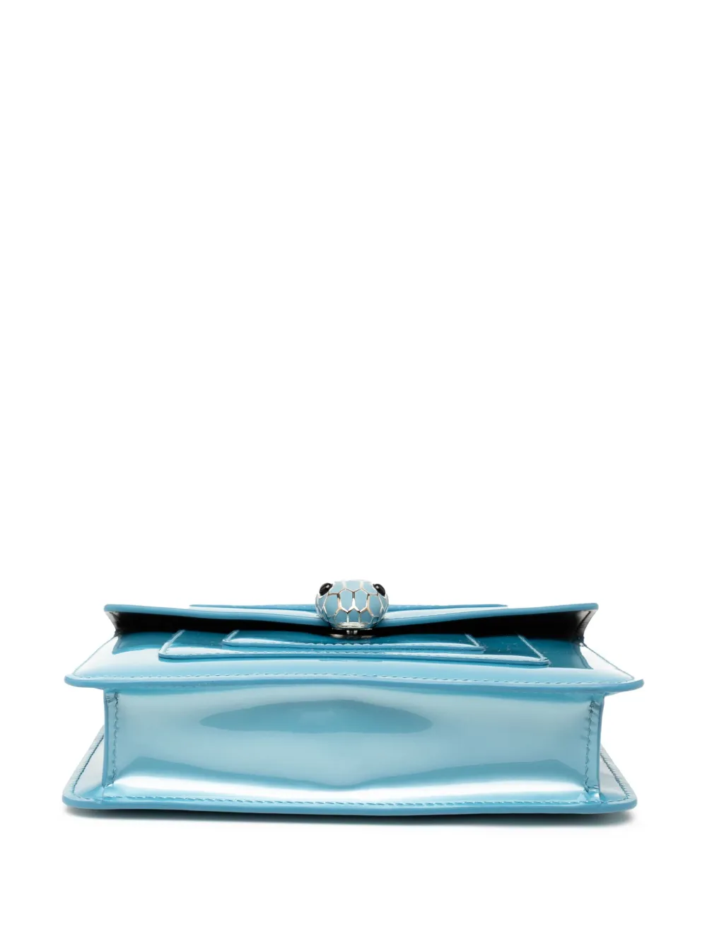 Pre-owned Bvlgari 2021-2025 Small Patent Serpenti Forever Crossbody Bag In Blue
