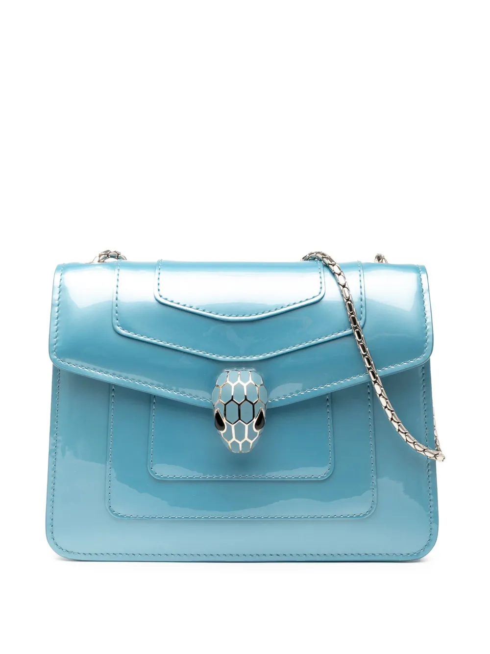 Bvlgari Pre-Owned 2021-2025 スモール パテント セルペンティ フォーエバー ショルダーバッグ - ブルー