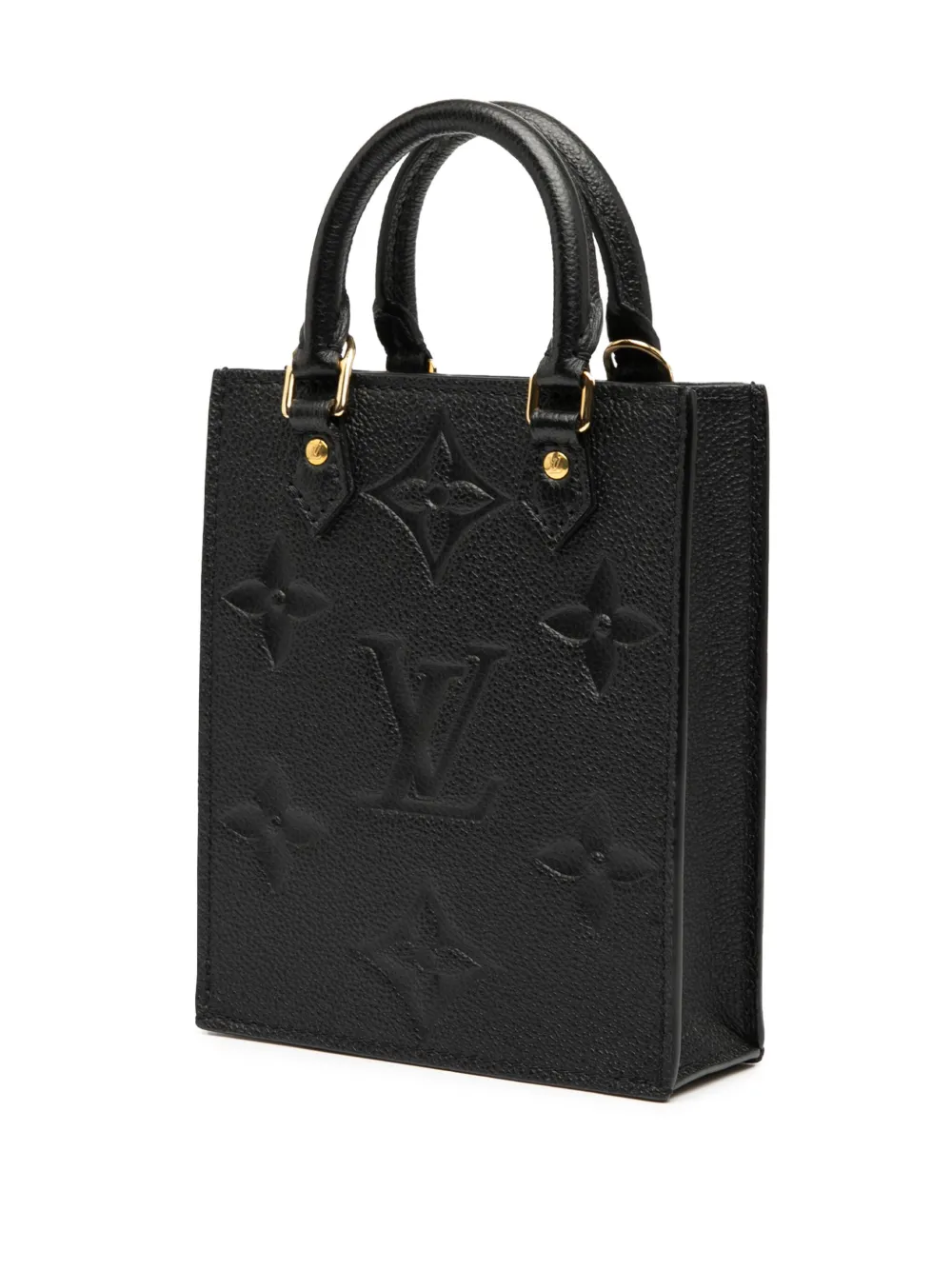 Pre-owned Louis Vuitton 2021-2025 Monogram Empreinte Petit Sac Plat Satchel In Black