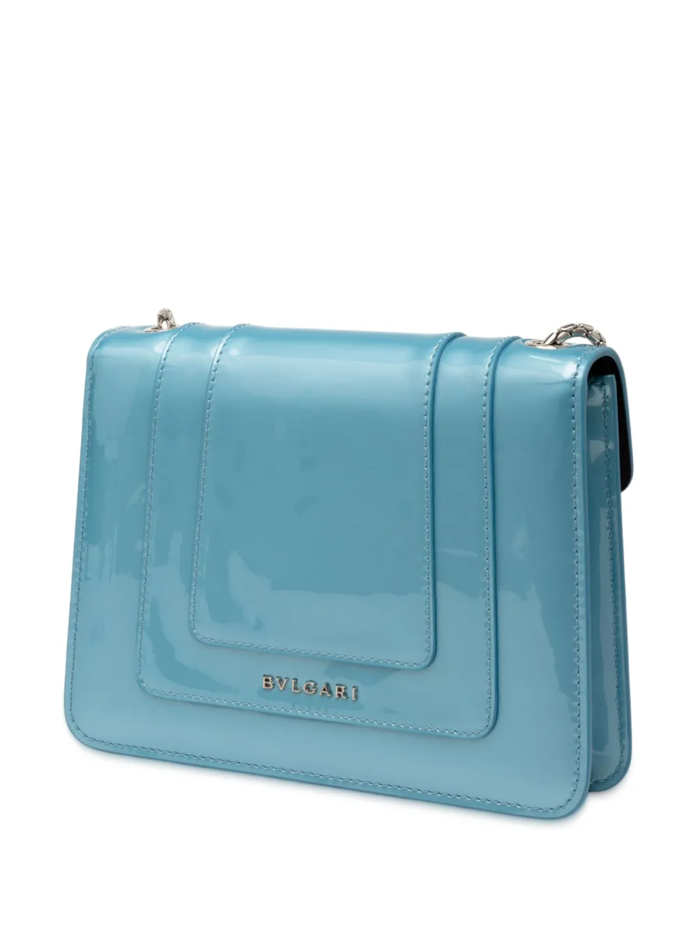 Pre-owned Bvlgari 2010-2025 Small Patent Serpenti Forever Crossbody Bag In Blue