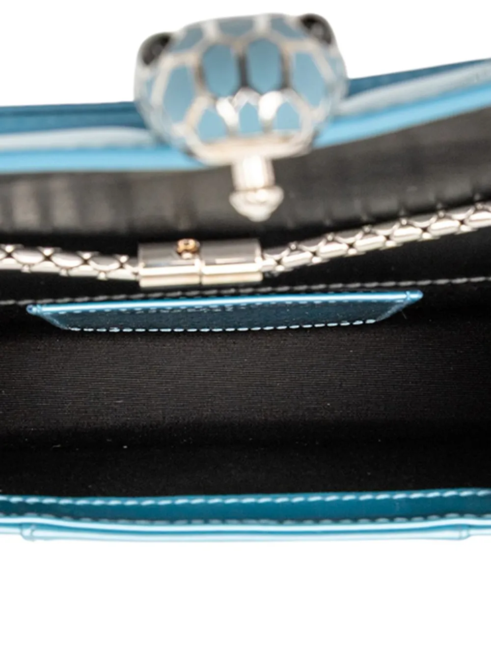 Pre-owned Bvlgari 2010-2025 Small Patent Serpenti Forever Crossbody Bag In Blue