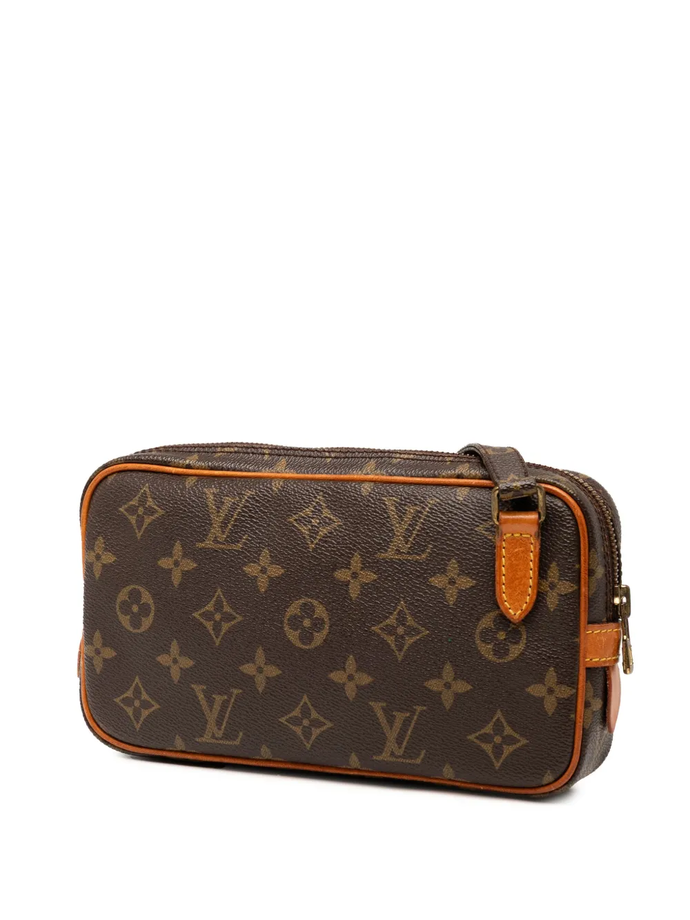 Pre-owned Louis Vuitton 1987 Monogram Pochette Marly Bandouliere Crossbody Bag In Brown