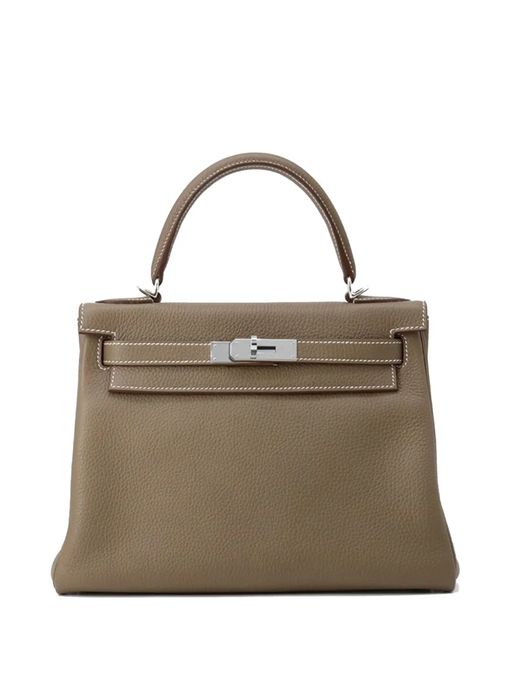 Pre-owned Hermes 2021 Togo Kelly Ii Retourne 25 Satchel In Brown