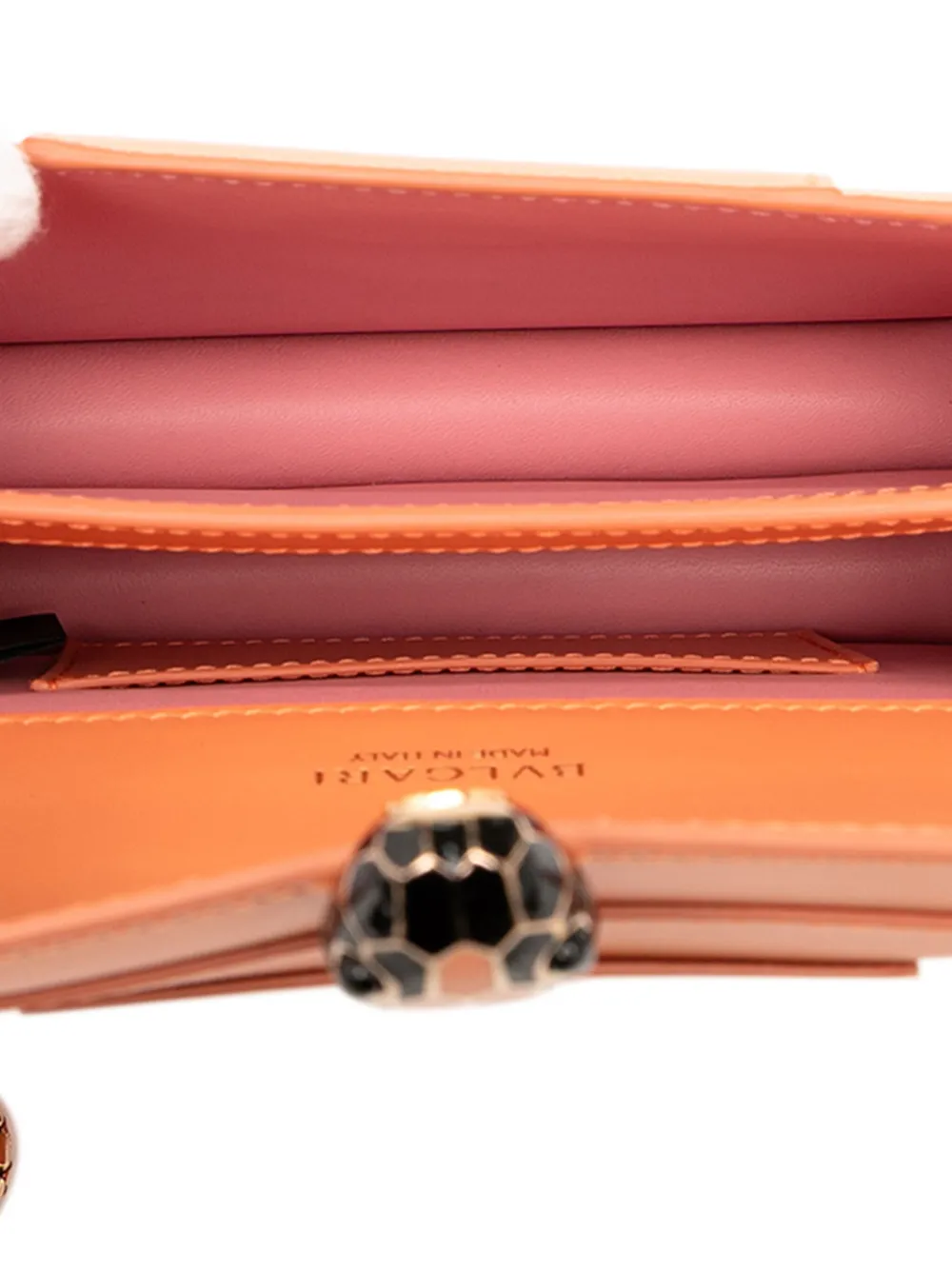Pre-owned Bvlgari 2011 Calfskin Serpenti Forever Crossbody Bag In Orange