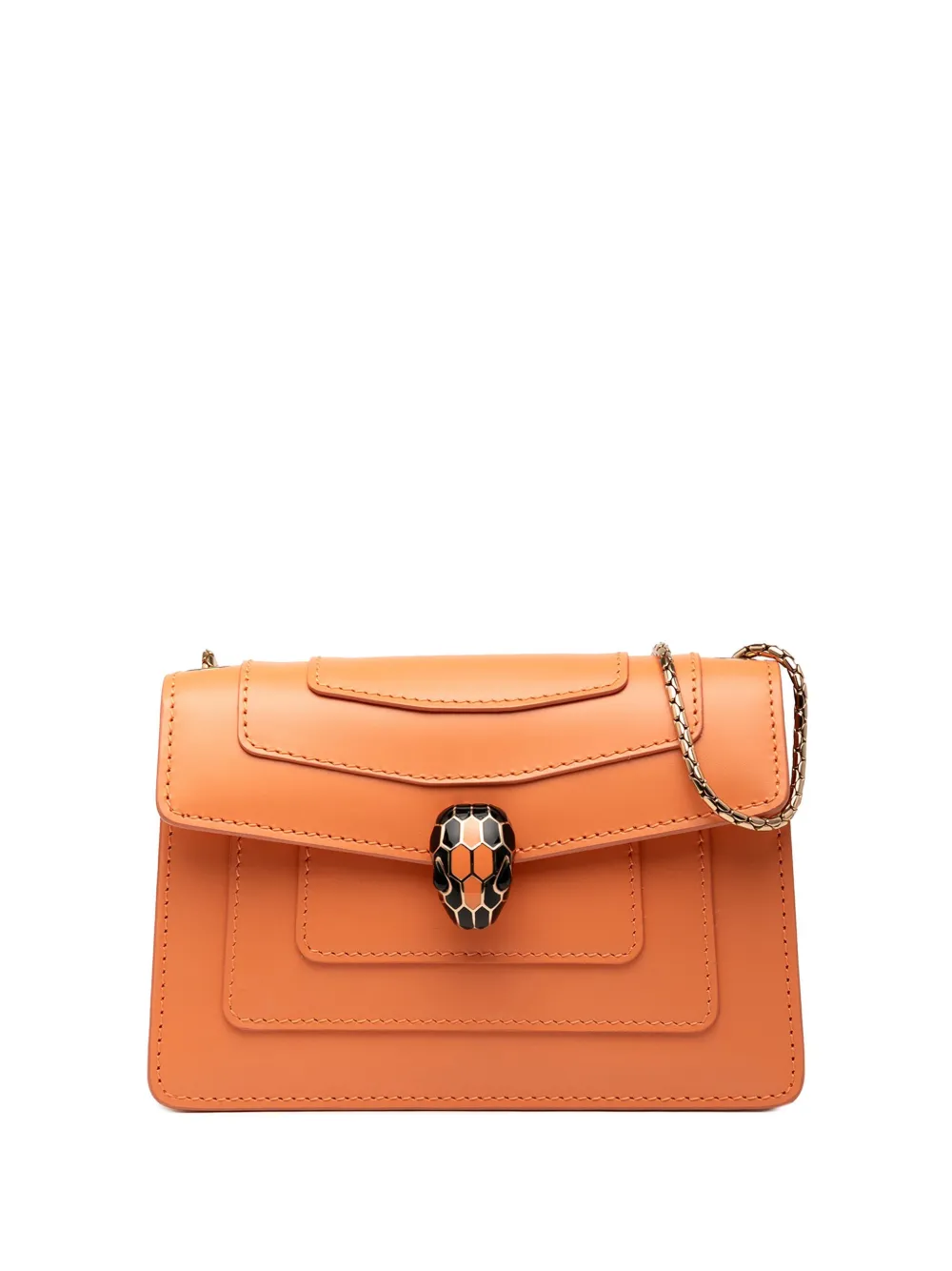 Pre-owned Bvlgari 2011 Calfskin Serpenti Forever Crossbody Bag In Orange