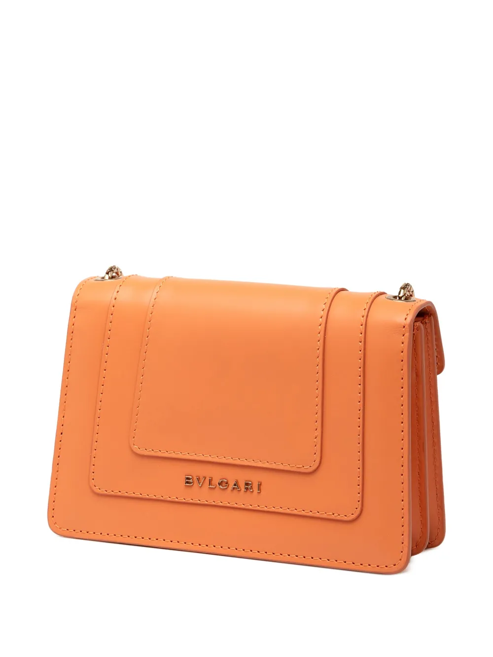 Pre-owned Bvlgari 2011 Calfskin Serpenti Forever Crossbody Bag In Orange
