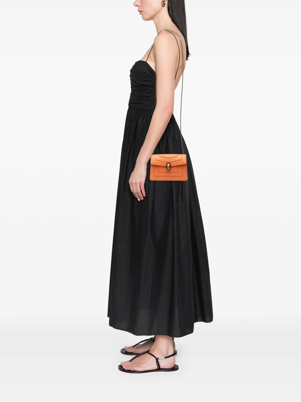 Pre-owned Bvlgari 2011 Calfskin Serpenti Forever Crossbody Bag In Orange