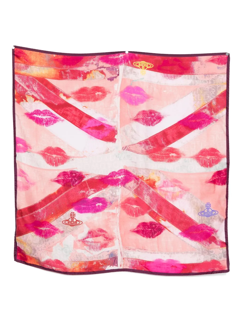 Vivienne Westwood Union Jack Kiss Square Scarf In Multi
