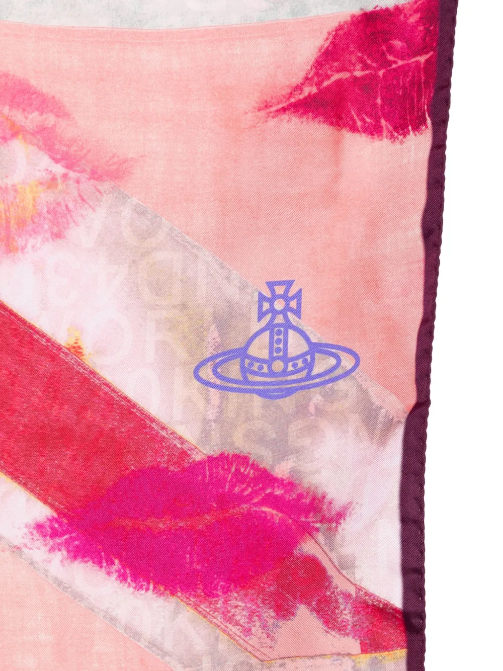 Vivienne Westwood Union Jack Kiss square scarf - Roze