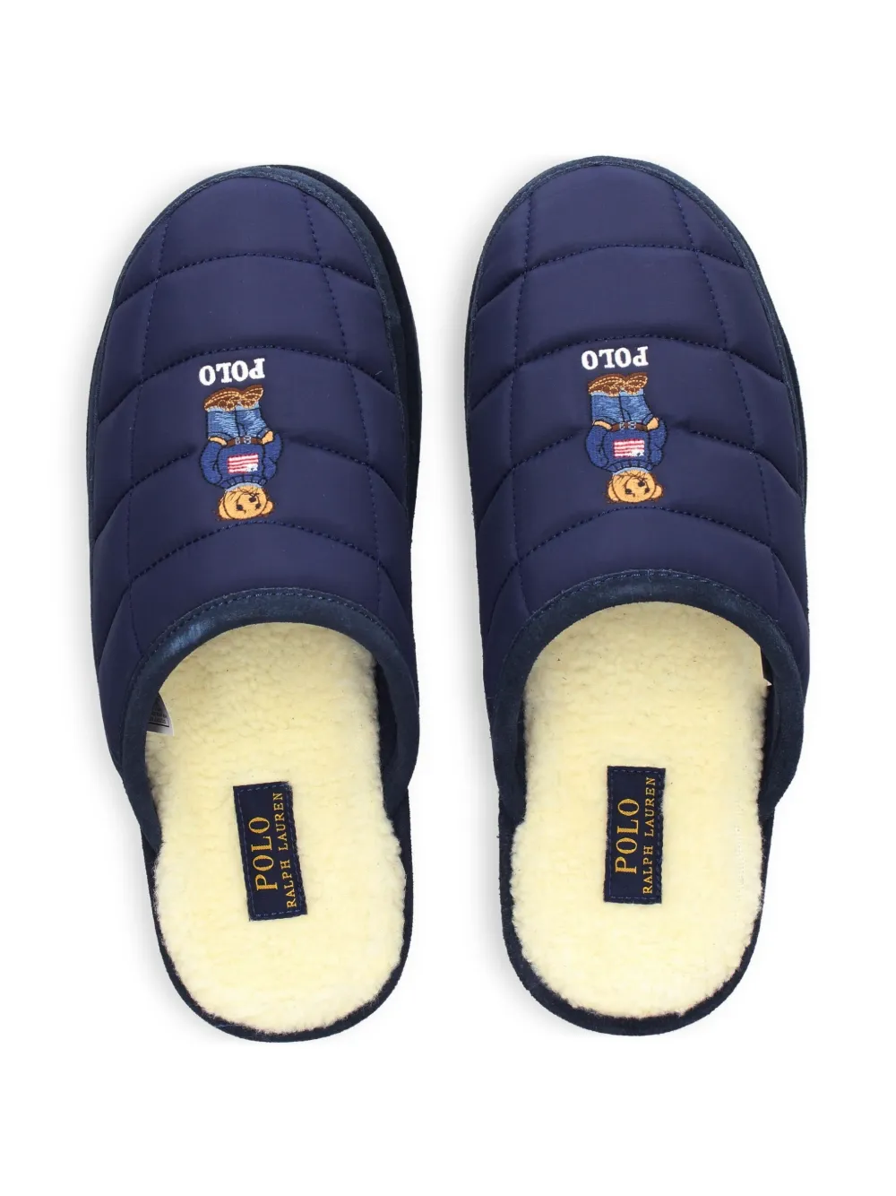 Polo Ralph Lauren Quilted Embroidery Slippers In Blue