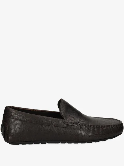BOSS printed-leather moccasins with driver sole
