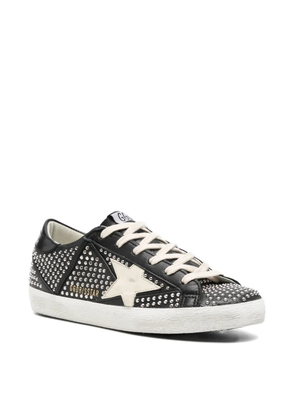 Golden Goose Super-star Studded Sneakers In Black