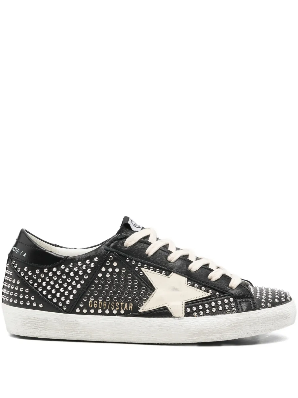 Golden Goose Super-star Studded Sneakers In Black