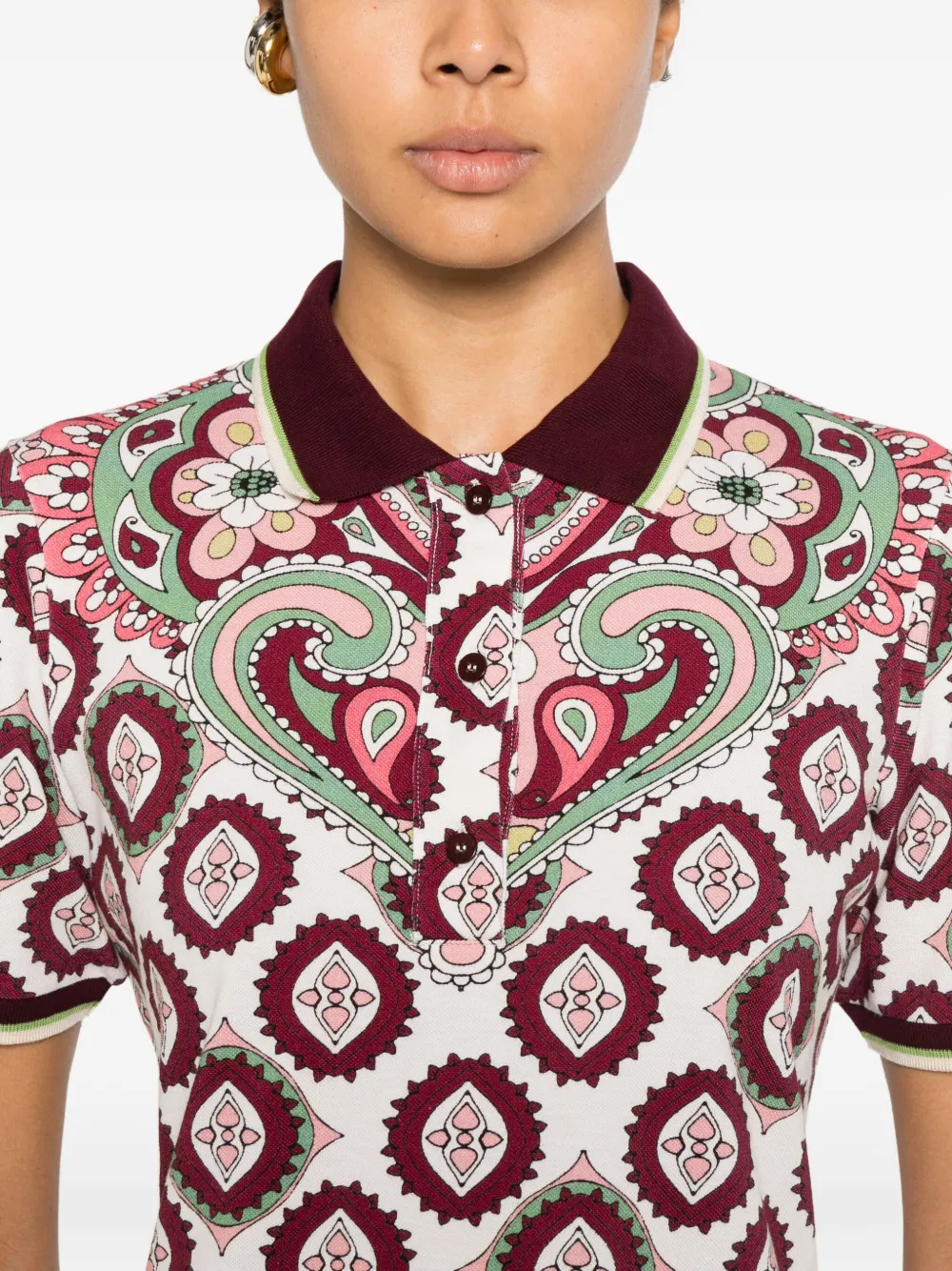 Etro Patterned Polo Top In Red