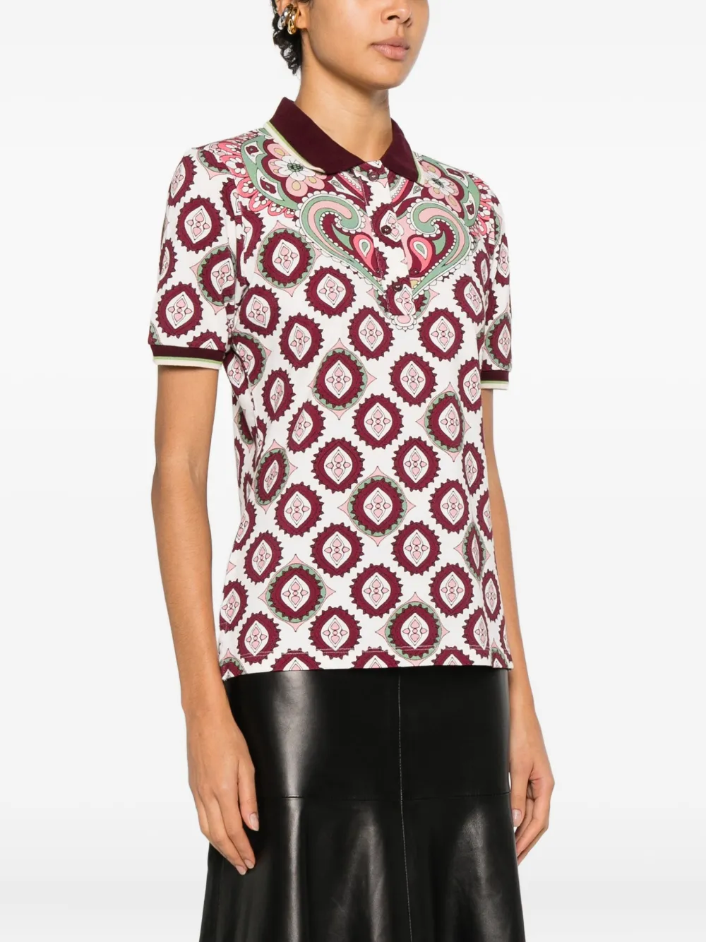Etro Patterned Polo Top In Red