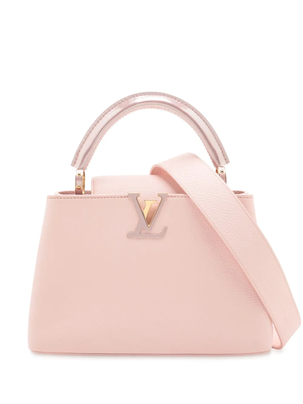 Pre-owned Louis Vuitton 2021-2025 Taurillon Capucines Bb Satchel In Pink