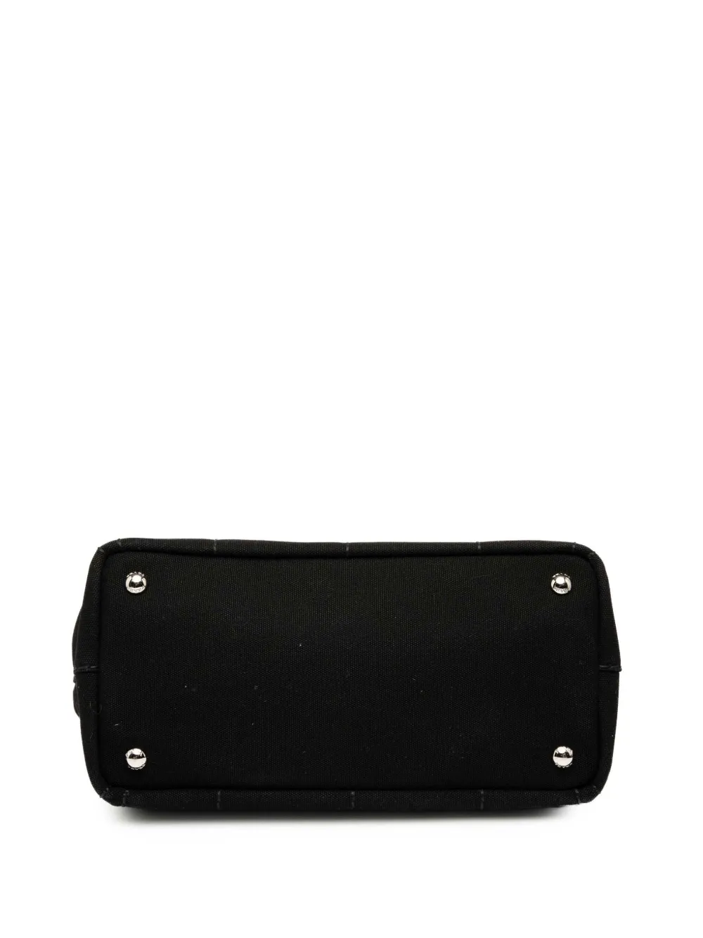 Pre-owned Prada 2013-2025 Canvas Wood Handle Canapa Logo Satchel In Black