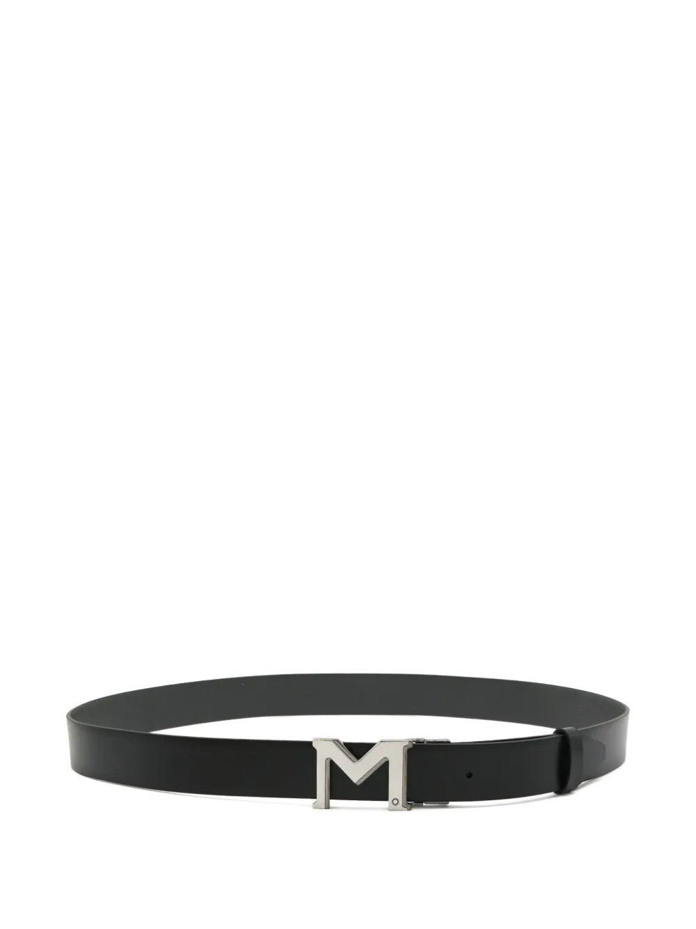 Montblanc logo-buckle leather belt - ブラック Montblanc logo-buckle leather belt - ブラック