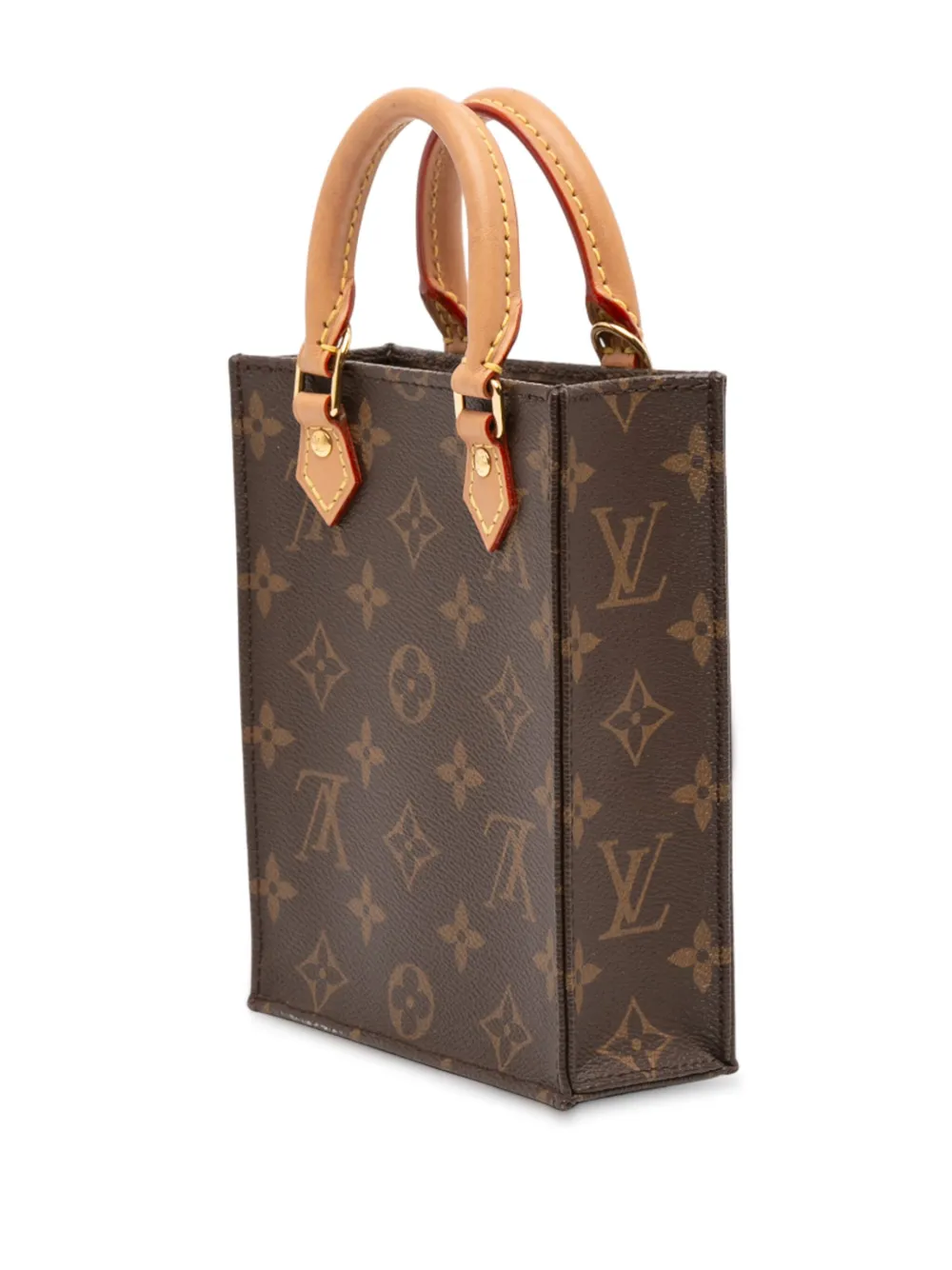 Pre-owned Louis Vuitton 2020 Monogram Petit Sac Plat Satchel In Brown